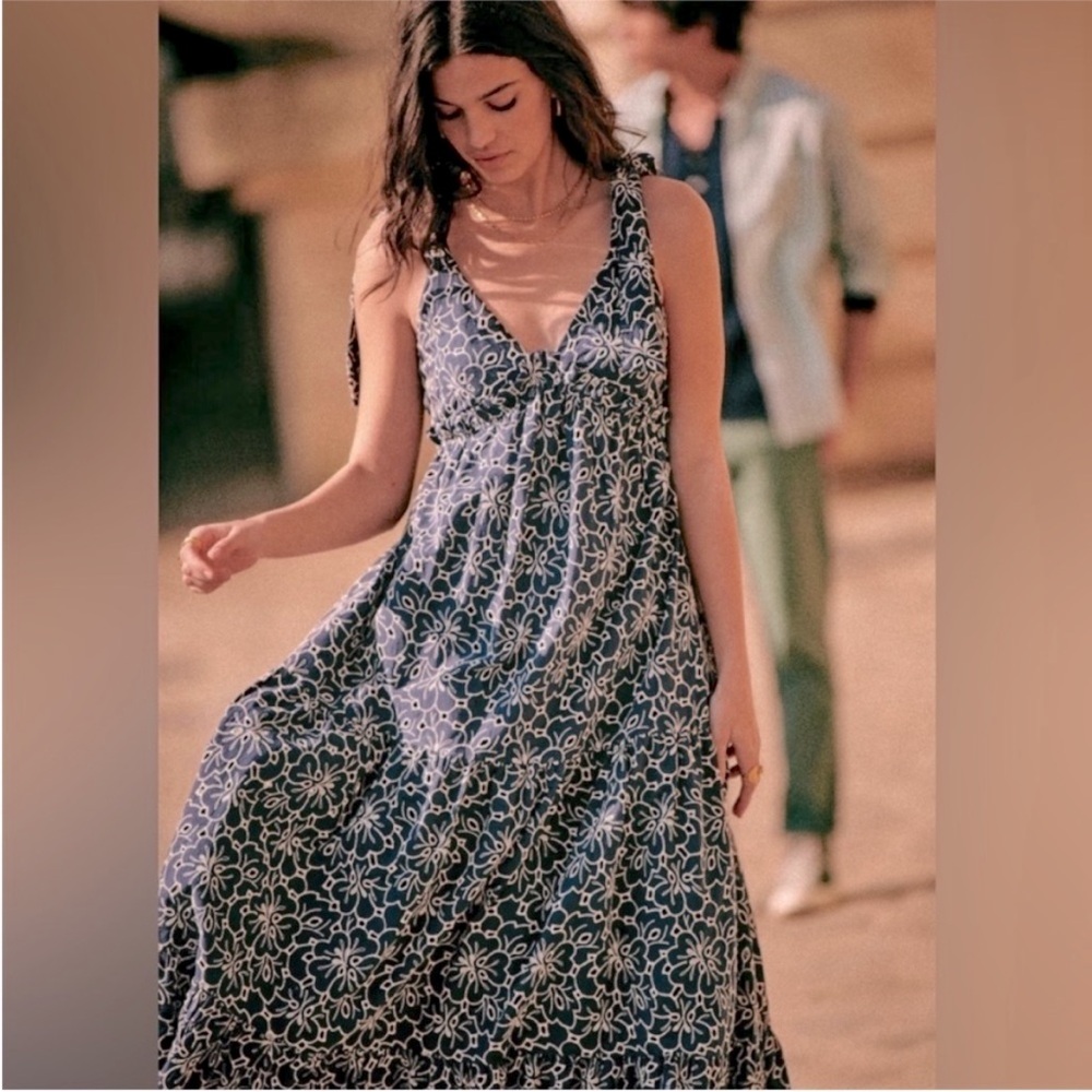 Sezane Blue Floral Dress